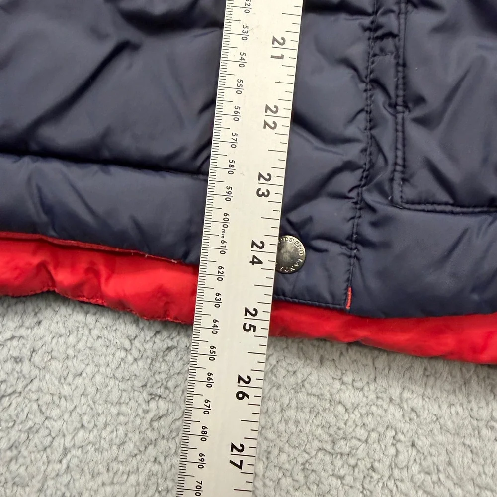 Lands End 392059 Kids Size Medium 10-12 Navy Blue Red Down Insulated Puffer Vest